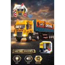 Craftivio Metal Kabin Işıklı Sesli Konteyner Tır Oyuncak - 38 cm Büyük Boy Çek Bırak Kamyon