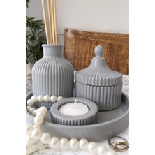 Özgürce Gri Sunumluk Takı Tabağı Dekoratif Tepsi Seti – 4 Parça, Şık ve Zarif Tasarım