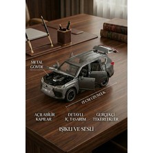 Craftivio 1:32 Ölçek Metal Model Araba LX600 Lüks Suv Jip - Işıklı Sesli Çek Bırak - Gri