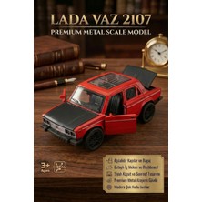 Craftivio Metal Oyuncak Araba Lada Vaz 2107 Açılabilir Kapı ve Kaput Detaylı Klasik Araba 12.5 cm Kırmızı