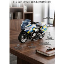Craftivio 1:14 Ölçekli Die-Cast Metal Çek-Bırak Polis Motosikleti
