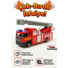 Craftivio Vardem Die-Cast 360° Döner Merdivenli Itfaiye Kamyonu - Metal Alaşım Çek-Bırak Oyuncak
