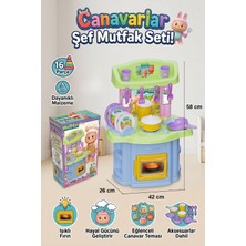 Craftivio Canavarlar Şef Oyuncak Mutfak Seti 16 Parça Işıklı Fırınlı Büyük Boy Eğitici Evcilik Oyunu 58 cm
