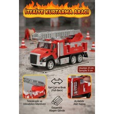 Craftivio Oyuncak Itfaiye Arabası Çek Bırak Metal Gövde Uzayan Merdivenli Itfaiye Kurtarma Aracı 21 cm