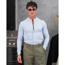 Modefendicom %100 Pamuklu Slimfit Gizli Kanun Yaka Gömlek