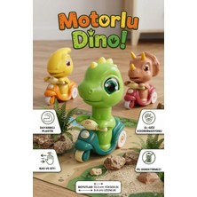 Craftivio Bas-Git Sürtmeli Dinozor Motosiklet Oyuncak - Eğitici ve Eğlenceli Dino Figürlü Araba (Pilsiz)