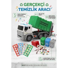 Craftivio Sesli Işıklı ve Havalı Mekanizmalı Eğitici Çöp Kamyonu Seti 4 Geri Dönüşüm Kutulu Oyuncak