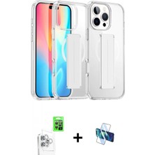 Marsilyan™- iPhone 16 Pro Kılıf Nova Işık Koleksiyonu - Siyah 3D Antistatik Seramik Nano Ekran Koruyucu + Beyaz Raze Metal Kamera Lens