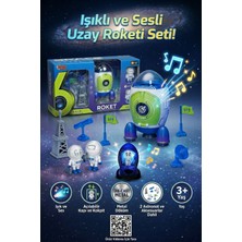 Craftivio Vardem Işıklı ve Sesli Metal Uzay Roketi Seti - Asansörlü Astronot Oyuncak Seti 3+ Yaş