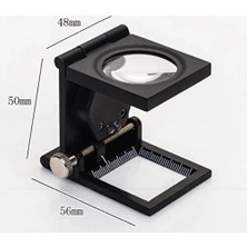 Ronanna -28X28 mm Katlanır Sayaçlı Metal Lüp, 2 LED Işıklı Büyüteç Tekstil TH9005A ( Lisinya )
