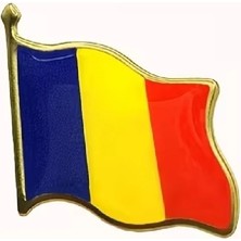 Tamgacrafts Romanya (Romania) Bayrak Rozeti Altın Metal Yaka Pin