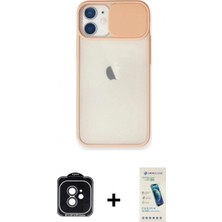 Marsilyan™- iPhone 11 Kılıf Vadi Çizgi - Şeffaf Pasifik Cam Ekran Koruyucu + Siyah Pvd Metal Kamera Lens