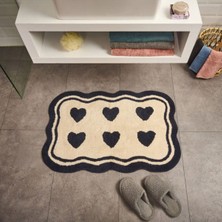 PremiumPort Yumuşak Tufting Herz Banyo Paspası Ekru 60X90 cm