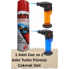 HIRDAWHAT 2’li Turbo Pürmüz Çakmak Seti + 1 Adet Yedek Doldurma Gazı