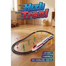 Craftivio Oyuncak Hızlı Tren Seti 40 Parça - Pilli, Işıklı, Sesli ve Raylı Büyük Boy Tren (308 cm Pist)