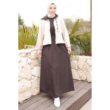 İmaj Butik Bej Garnili Hırka Elbise Ikili Kombin