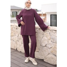 İmaj Butik Mürdüm Ispanyol Kol Tunik Pantolonlu Takım