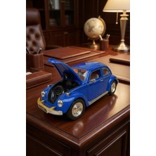 Craftivio Nostaljik Beetle Vosvos Oyuncak Araba - 17CM Büyük Boy - Sesli Işıklı ve Sürtmeli - Mavi Model Araba
