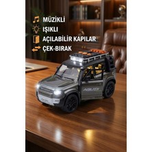 Craftivio Sesli Işıklı Çek Bırak Oyuncak Araba Defender Model Jip - Kapıları Açılan Lüks Arazi Aracı (17 Cm)