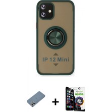 Marsilyan™- iPhone 12 Mini Kılıf Yörünge Çizgi - Şeffaf Temperli Cam Ekran Koruyucu + Gümüş Shine Kamera Lens Koruma Cam