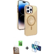 Marsilyan™- iPhone 16 Pro Max Kılıf Nova Modern Prime - Siyah 3D Antistatik Seramik Nano Ekran Koruyucu + Çöl Titanyum Raze Metal Kamera Lens