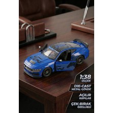 Craftivio Kinsmart 2024 Ford Mustang Dark Horse 1:38 Çek Bırak Metal Model Araba Mavi - Özel Livery Seri