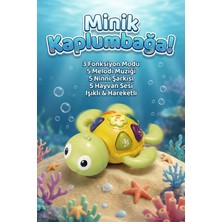 Craftivio Eğitici Işıklı ve Müzikli Hareketli Minik Kaplumbağa Bebek Oyuncağı Ninnili Sarı Yeşil