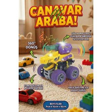 Craftivio Işıklı ve Sesli Dinozor Canavar Kamyon - 360° Dönen Sürtmeli Akrobasi Arabası - Oyuncak Araba