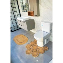 PremiumPort Jüt Halat ve Trikot Modeli Ikili Klozet ve Banyo Paspası Seti