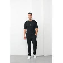 Modefendicom Ince Fitil Desenli Oversize Kalıp Tshirt\'lü Alt Üst Takım