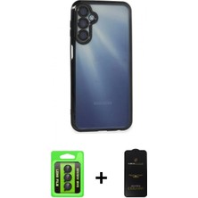 Marsilyan™- Galaxy A35 5g Kılıf Vadi Minimal - Siyah 6d Antistatik Mat Seramik Hayalet Nano Ekran Koruyucu + Siyah Raze Metal Kamera Lens