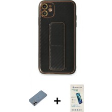Marsilyan™- iPhone 12 Kılıf Yörünge Yansıma - Şeffaf Pasifik Cam Ekran Koruyucu + Gökkuşağı Shine Kamera Lens Koruma Cam