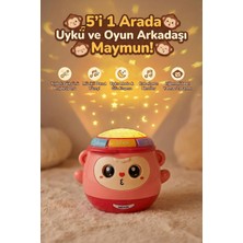 Craftivio Müzikli Işıklı Hacı Yatmaz Maymun - Yıldızlı Gökyüzü Projeksiyonlu Uyku Arkadaşı Bebek Oyuncağı