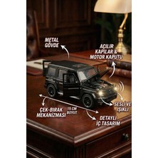Craftivio 1:32 Metal Çek Bırak Mercedes G65 Siyah Sesli ve Işıklı Kapıları Açılan Oyuncak Arazi Aracı