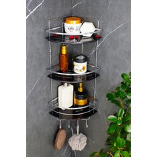 Özgürce Krom Renkli Kristal Raflı Üçlü Banyo Şampuanlık Düzenleyici