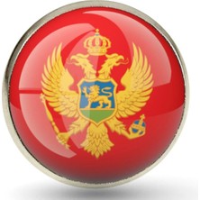 Tamgacrafts Karadağ (Montenegro) Bayrak Rozeti Paslanmaz Çelik Yuvarlak Yaka Pin