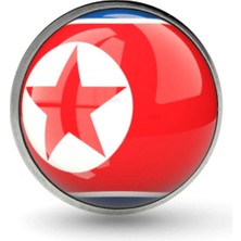 Tamgacrafts Kuzey Kore (North Korea) Bayrak Rozeti Paslanmaz Çelik Yuvarlak Yaka Pin