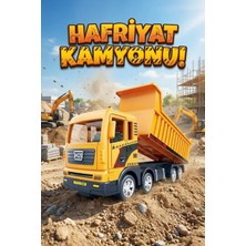 Craftivio Oyuncak Sarı Hafriyat Kamyonu 17 cm - Damperli Inşaat Aracı - Çocuk Oyuncak Araba