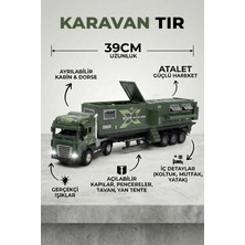 Craftivio Oyuncak Tır ve Karavan Seti Yeşil - 39CM Büyük Boy Metal Kupa Işıklı Sesli Çek Bırak Oyuncak Araba