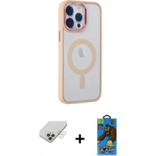 Marsilyan™- iPhone 14 Pro Max Kılıf Yankı Işık Özel Seri - Siyah 18D Cam Ekran Koruyucu + Gold Band Metal Kamera Lens