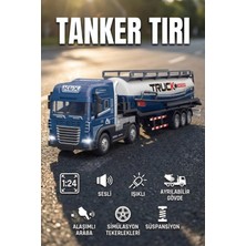 Craftivio 1:24 Ölçek Diecast Metal Kafa Işıklı ve Sesli Oyuncak Tanker Tırı - Ayrılabilir Dorseli Model Araba