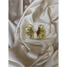 Roha Çelik Gold Yaprak Küpe