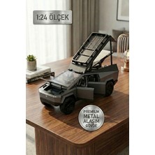 Craftivio 1:24 Metal Cybertruck Kamp Karavan Modelli Çek Bırak Oyuncak Araba - Sesli Işıklı Diecast Model