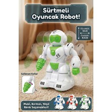 Craftivio Sürtmeli Bas Git Oyuncak Robot - Yeşil Hareketli Kollu Eğitici Bebek ve Çocuk Oyuncağı 12 cm