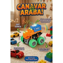 Craftivio Işıklı ve Sesli Dinozor Canavar Kamyon - 360° Dönen Sürtmeli Akrobasi Arabası - Oyuncak Araba