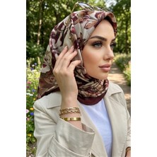 İmaj Butik Bordo Çiçek Desenli Soft Eşarp