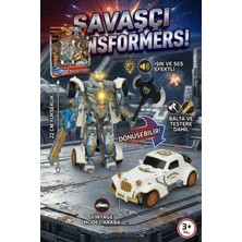 Craftivio Vardem Işıklı ve Sesli Dönüşen Robot - 22 cm Vintage Klasik Model Araba Savaşçı Figür