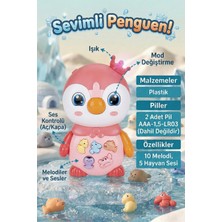 Craftivio Müzikli ve Işıklı Penguen Interaktif Bebek Oyuncağı 10 Melodi 5 Hayvan Sesi