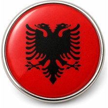 Tamgacrafts Arnavutluk (Albania) Bayrak Rozeti Paslanmaz Çelik Yuvarlak Yaka Pin