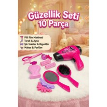 Craftivio 10 Parça Pilli Fön Makineli Kız Çocuk Güzellik ve Kuaför Seti